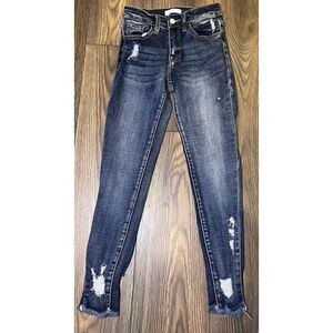 KanCan‎ Signature Mid-Rise Ankle Skinny Blue Distressed Jeans Size 24